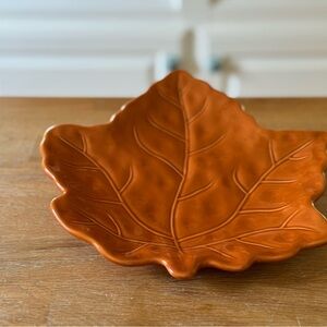 Beautiful Orange Leaf-Shaped Decorative Plate